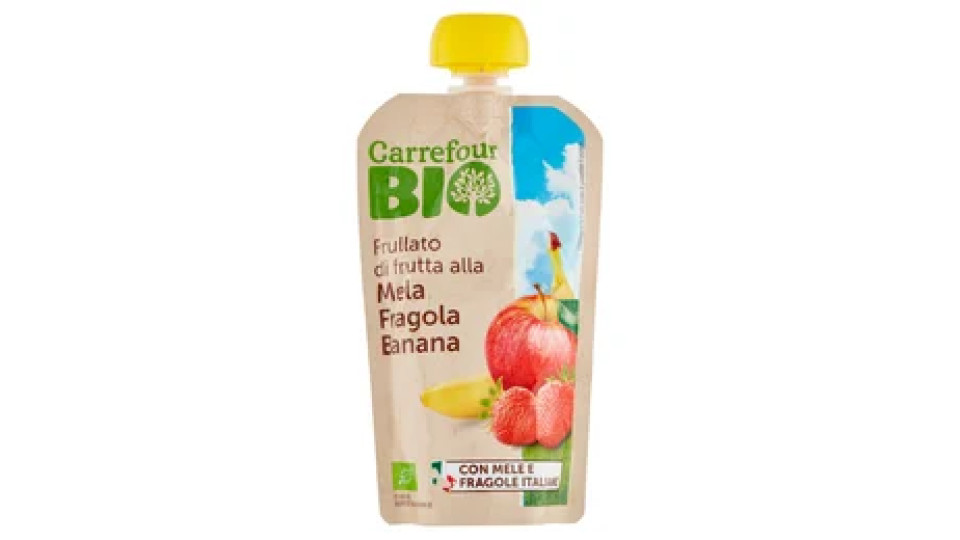 Carrefour Bio Frullato di frutta alla Mela Fragola Banana 120 g