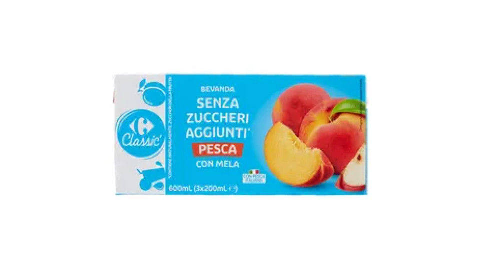 Carrefour Classic Bevanda Senza Zuccheri Aggiunti* Pesca con Mela 3 x 200 ml