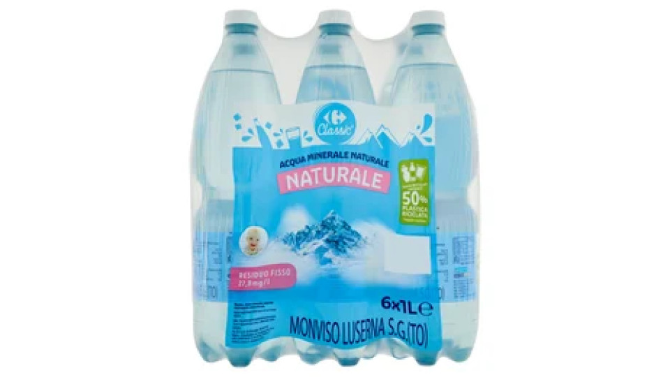 Carrefour Classic Naturale Acqua Minerale Naturale Monviso 6 x 1 L