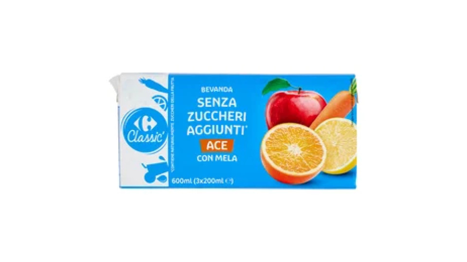 Carrefour Classic Bevanda Senza Zuccheri Aggiunti* ACE con Mela 3 x 200 ml