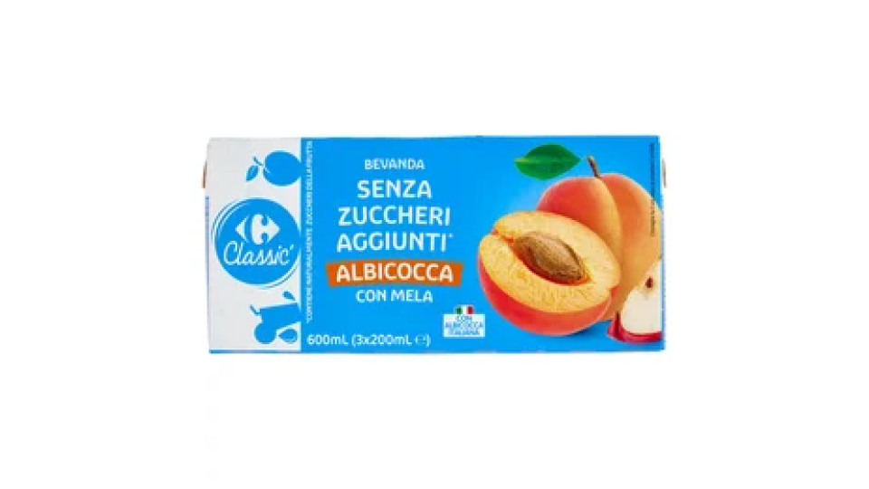 Carrefour Classic Bevanda Senza Zuccheri Aggiunti* Albicocca con Mela 3 x 200 ml