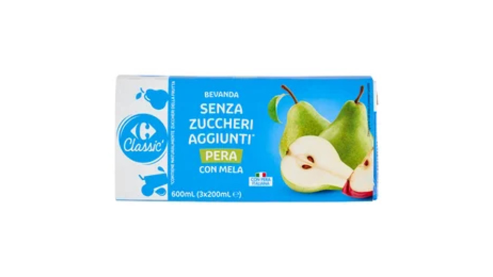 Carrefour Classic Bevanda Senza Zuccheri Aggiunti* Pera con Mela 3 x 200 ml