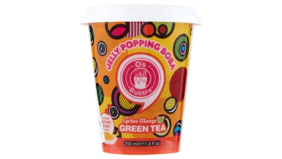 O's Bubble Jelly Popping Boba Lychee Mango Green Tea 350 ml