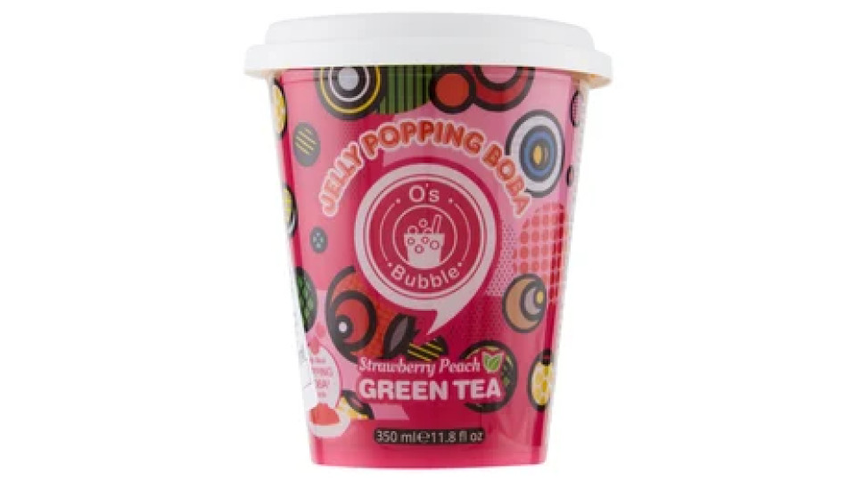 O's Bubble Jelly Popping Boba Strawberry Peach Green Tea 350 ml