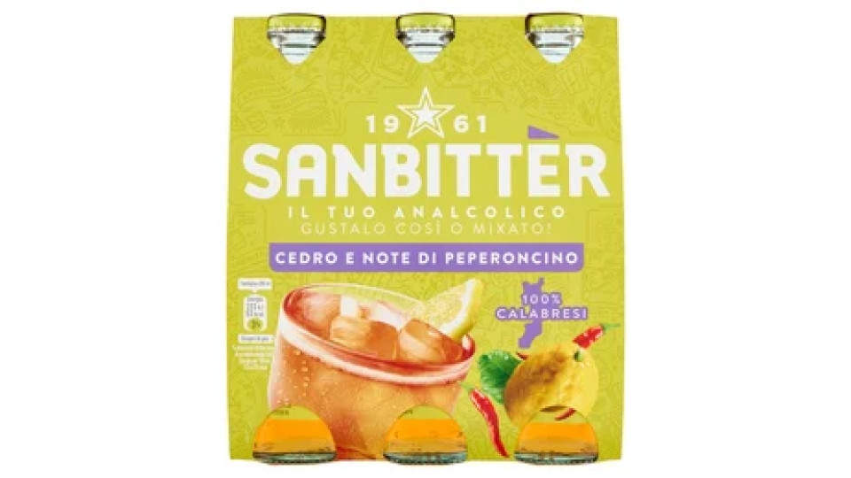 Sanbittèr, Cedro e Note di peperoncino, Aperitivo Analcolico - 3 x 200ml
