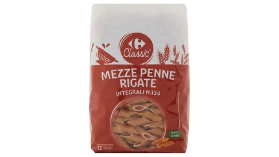 Carrefour Classic Mezze Penne Rigate Integrali N.134 500 g