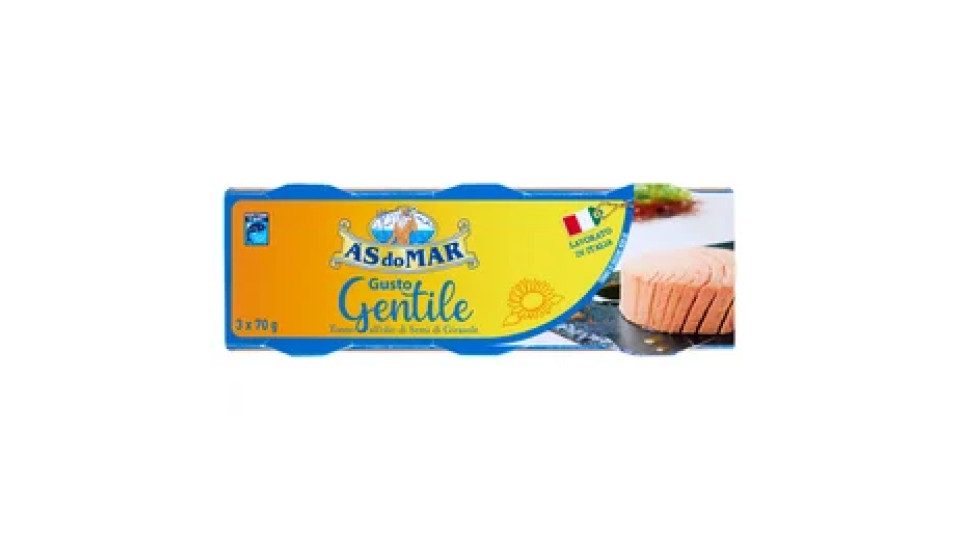 Asdomar Gusto Gentile Tonno all'olio di Semi di Girasole 3 x 70 g