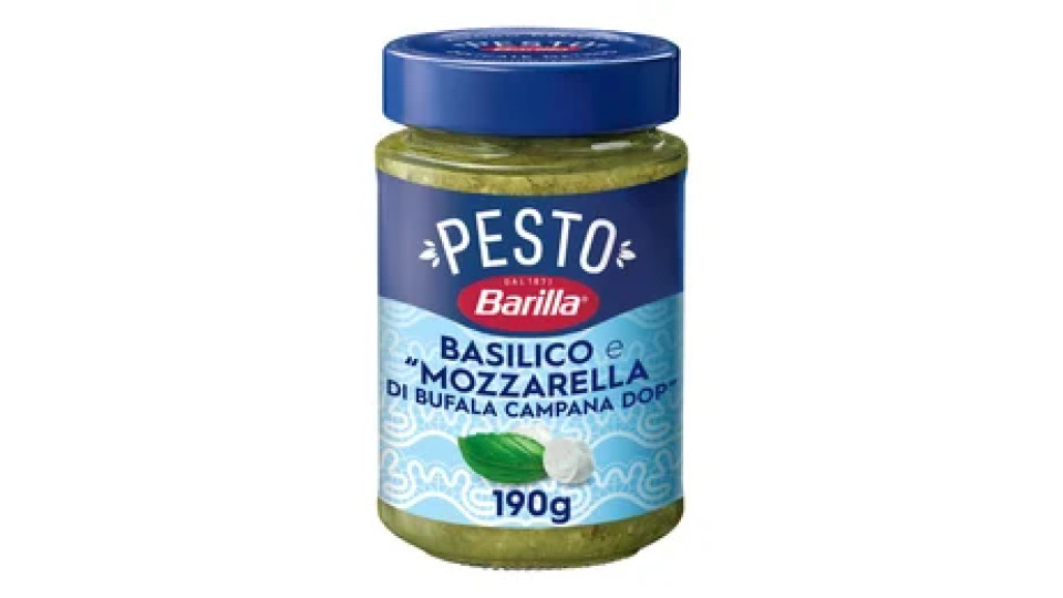 Barilla Pesto Basilico e Mozzarella di Bufala Campana DOP Condimento e Sugo per Pasta 190g