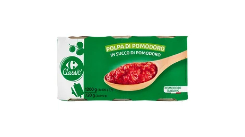 Carrefour Classic Polpa di Pomodoro in Succo di Pomodoro 3 x 400 g