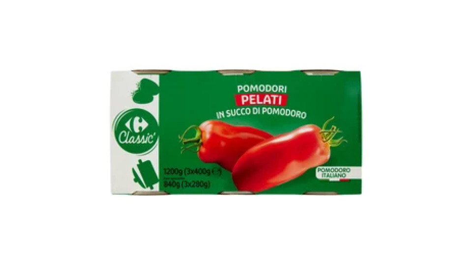 Carrefour Classic Pomodori Pelati in Succo di Pomodoro 3 x 400 g