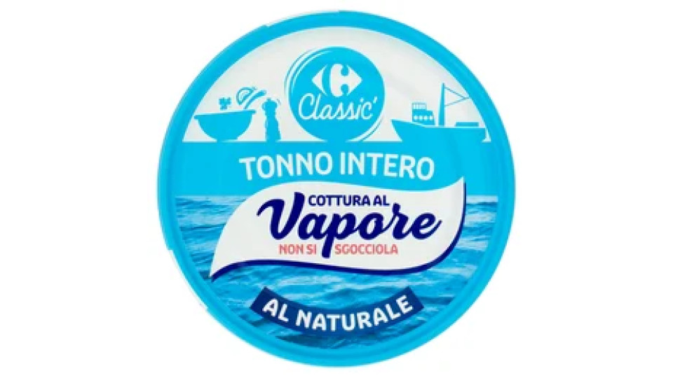 Carrefour Classic Tonno Intero Cottura al Vapore al Naturale 130 g