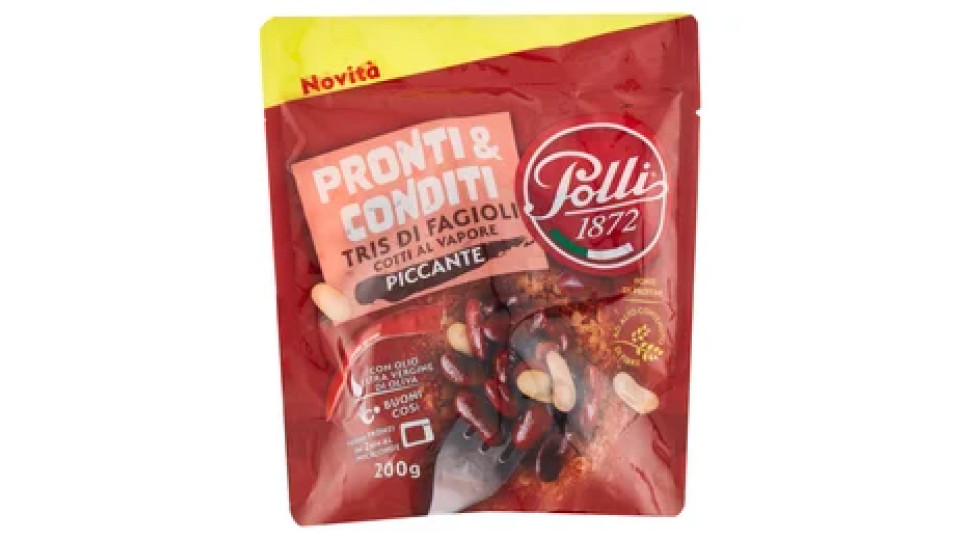 Polli Pronti & Conditi Tris di Fagioli Cotti al Vapore Piccante 200 g