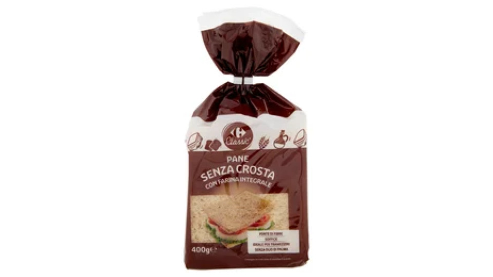 Carrefour Classic Pane Senza Crosta con Farina Integrale 400 g