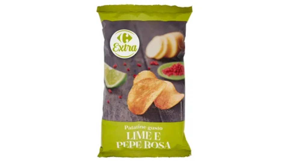Carrefour Extra Patatine gusto Lime e Pepe Rosa 100 g