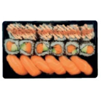 Haisen Box: 6 Nigiri Salmone, 6 California Salmone e Avocado, 6 California Surimi Piccante