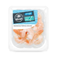 Mazzancolle tropicali con coda cotte e sgusciate 125 g Carrefour il Mercato