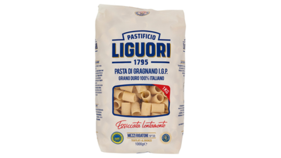 Pastificio Liguori Pasta di Gragnano I.G.P. Mezzi Rigatoni N°38 1000 g