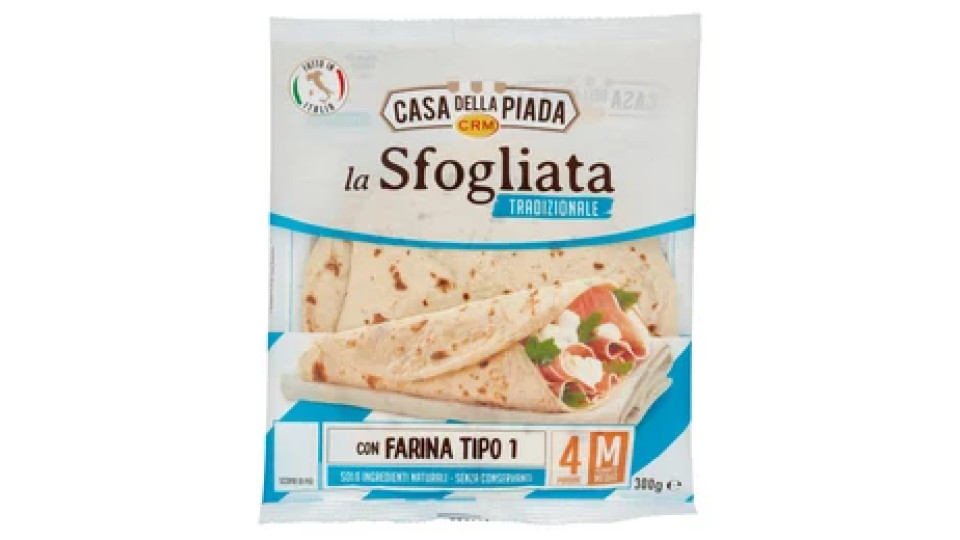Casa della Piada la Sfogliata Tradizionale Formato Medio M 4 Piadine 300 g