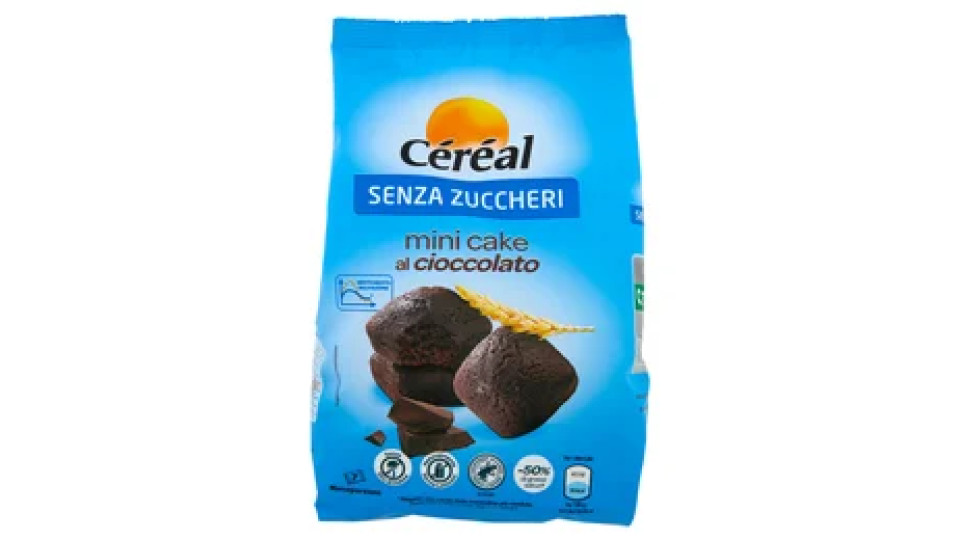 Céréal, Mini Cake gusto Cioccolato, Senza Zuccheri, Senza Lattosio, Senza Olio di Palma - 7x28 g