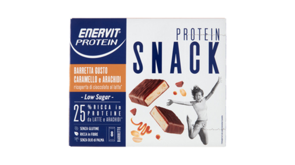 Enervit Protein Low Sugar Protein Snack Barretta Gusto Caramello e Arachidi 8 x 31 g
