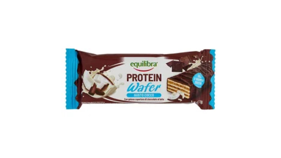 Equilibra Barretta Protein Wafer Gusto Cocco con golosa copertura di cioccolato al latte 35 g