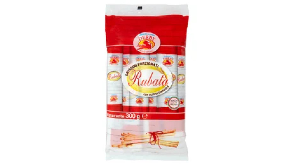 Grissinificio Linea Derby Rubatà Grissini Porzionati con Olio di Girasole Ristorante 300 g