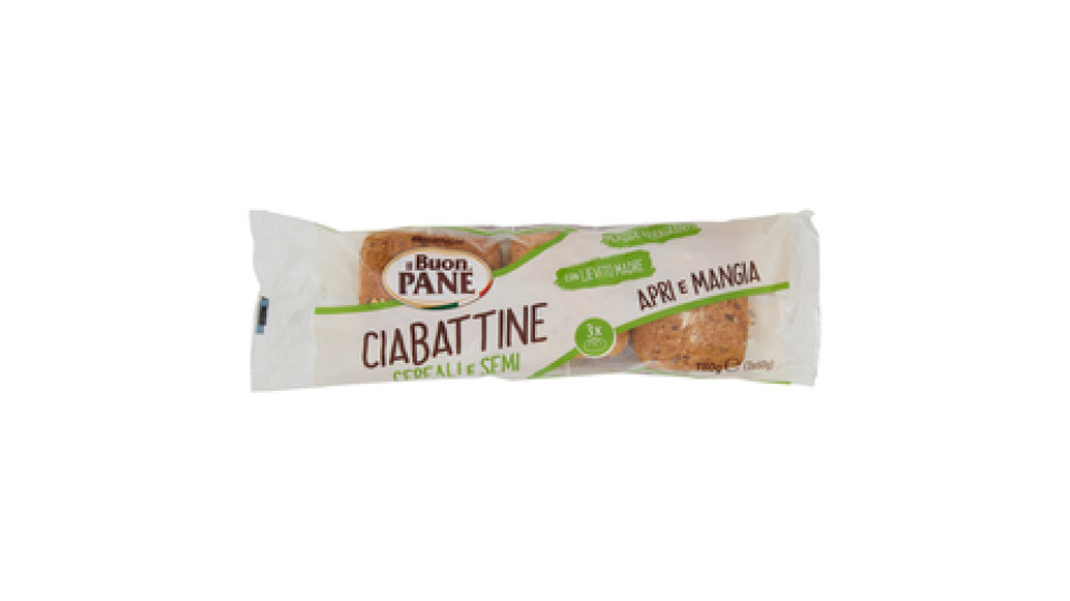 il Buon Pane Ciabattine Cereali e Semi 3 x 60 g