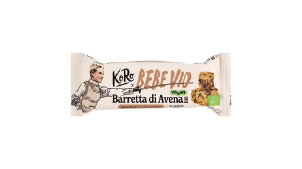 KoRo x Bebe Vio Vegan Barretta di Avena Bio Arachidi e cioccolato 60 g
