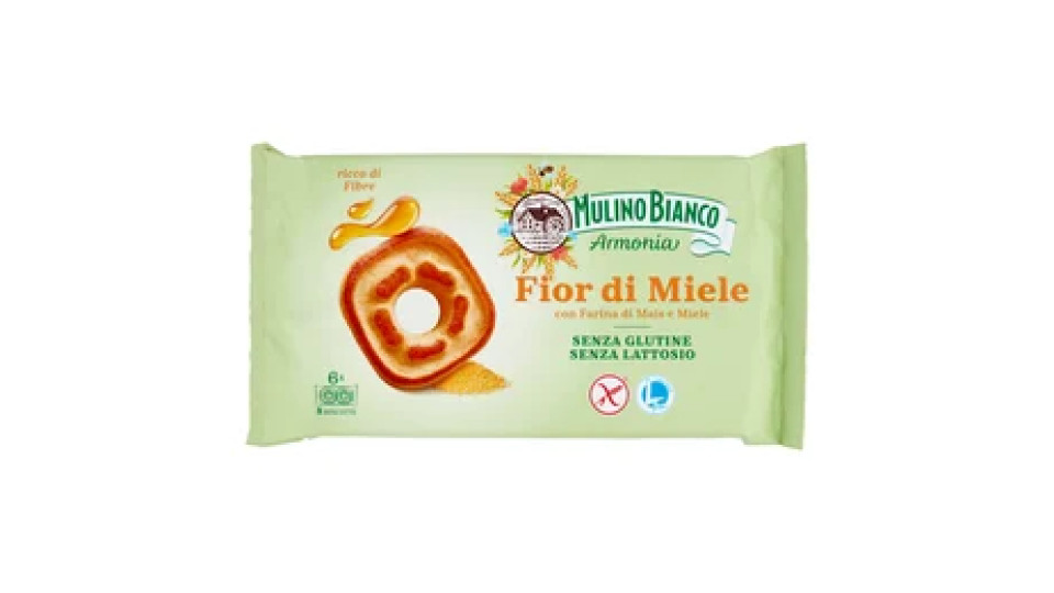 Mulino Bianco Armonia Fior di Miele Biscotti al Miele Millefiori Senza Glutine e Lattosio 250 g