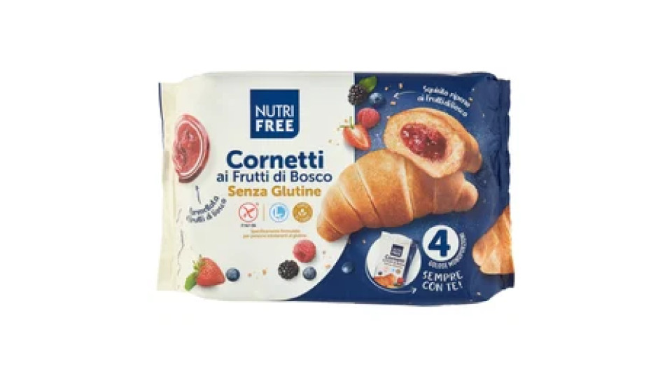 Nutrifree Cornetti ai Frutti di Bosco Senza Glutine 4 Monoporzioni 240 g