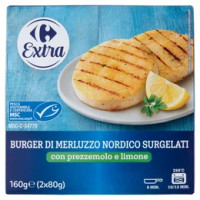 Carrefour Extra Burger di Salmone Surgelati con limone e aneto 2 x 80 g