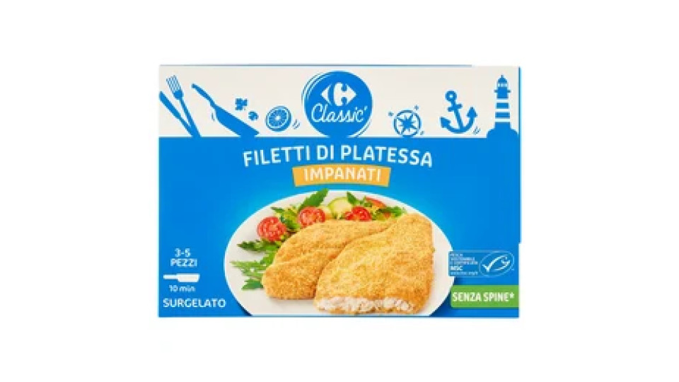 Carrefour Classic Filetti di Platessa Impanati Senza Spine* Surgelato 300 g