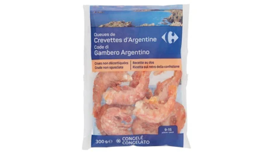 Carrefour Code di Gambero Argentino Crude non sgusciate Congelate 300 g