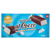 Carrefour Sensation barrette gelato al Cocco con copertura al cioccolato* 6 x 41,6 g