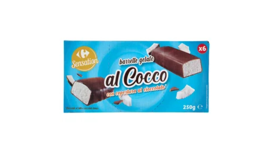 Carrefour Sensation barrette gelato al Cocco con copertura al cioccolato* 6 x 41,6 g