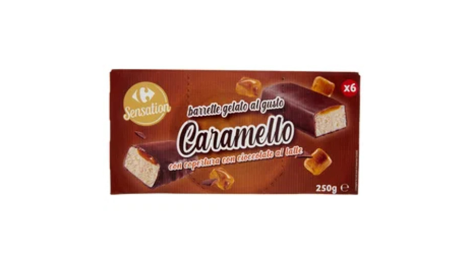 Carrefour Sensation barrette gelato al gusto Caramello con copertura con cioccolato al latte 6x41,6g