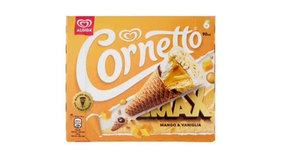 Cornetto Algida Max Mango & Vaniglia 6 Gelati 390 g