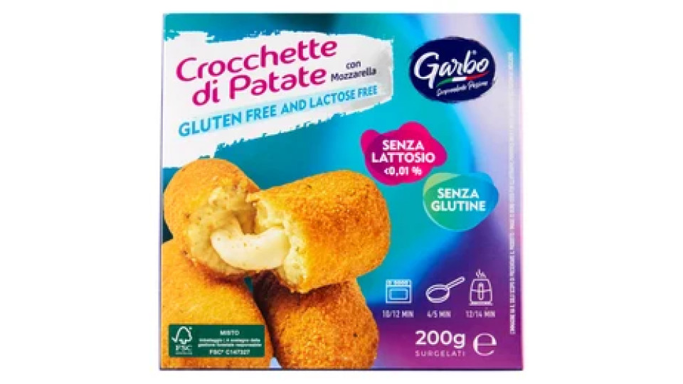 Garbo Gluten Free and Lactose Free Crocchette di Patate con Mozzarella Surgelati 200 g