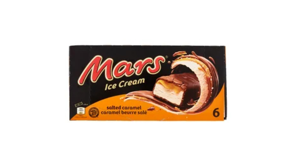Mars Barretta Gelato al cioccolato e caramello salato, Multipack da 6 x 37.3 g