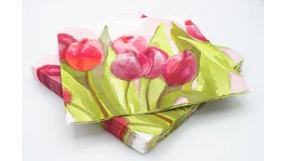 20 tovaglioli 40x40cm 3 veli Tulipano Rosa
