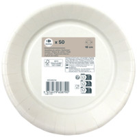 50 Piatti CRF in cartoncino diam 18cm Bianco FSC (220g)