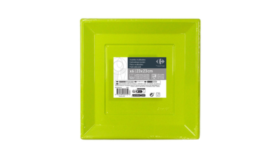 6 piatti verdi rettangolari 23x23 Carrefour