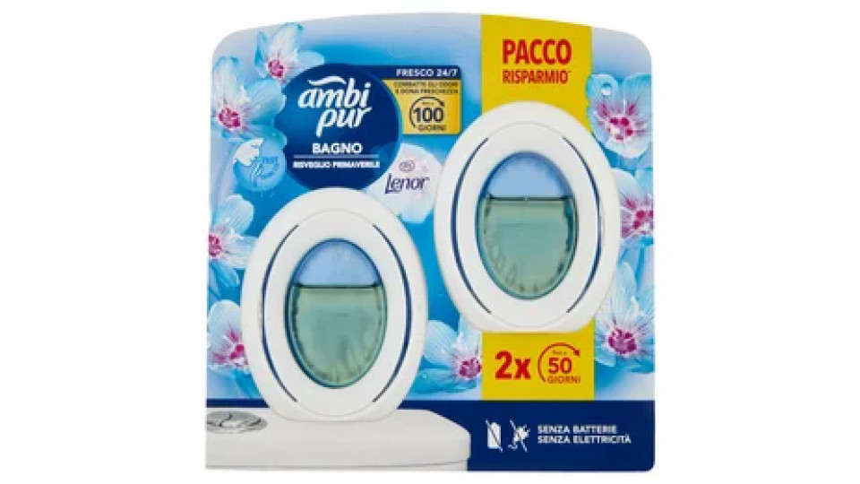 Ambi Pur Bagno Profumatore per Ambienti Elimina e Previene gli Odori, Risveglio Primaverile 2x7,5 ml