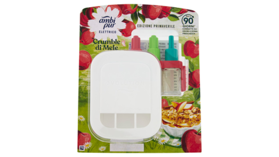 Ambi Pur Profumatore per Ambienti Diffusore Elettrico+Ricarica 3Volution, Crumble di Mele 20ml