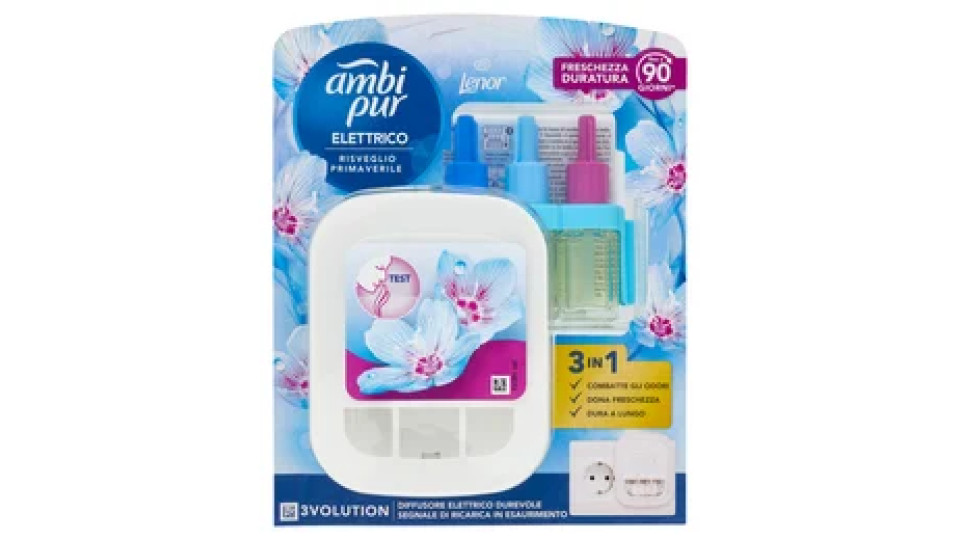 Ambi Pur Profumatore per Ambienti Diffusore Elettrico+Ricarica 3Volution, Risveglio Primaverile 20ml