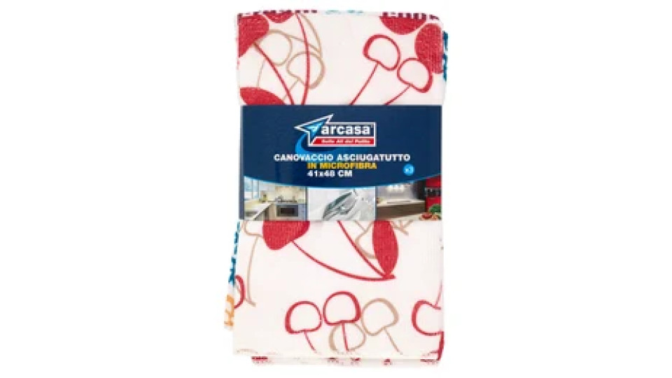 arcasa Canovaccio Asciugatutto in Microfibra 41x48 cm 3 pz