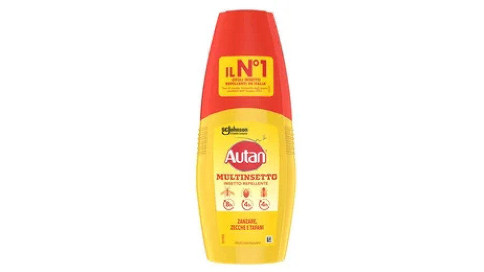 Autan Multinsetto Spray Repellente Zanzare Comuni e Tigre, Zecche e Tafani, Protezione Forte e Duratura, 100 ml