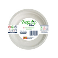 BIBO 25 Piatti In Polpa Di Cellulosa Da 17cm Biodegradabili E Compostabili