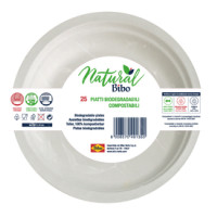 BIBO 25 Piatti In Polpa Di Cellulosa Da 22cm Biodegradabili E Compostabili