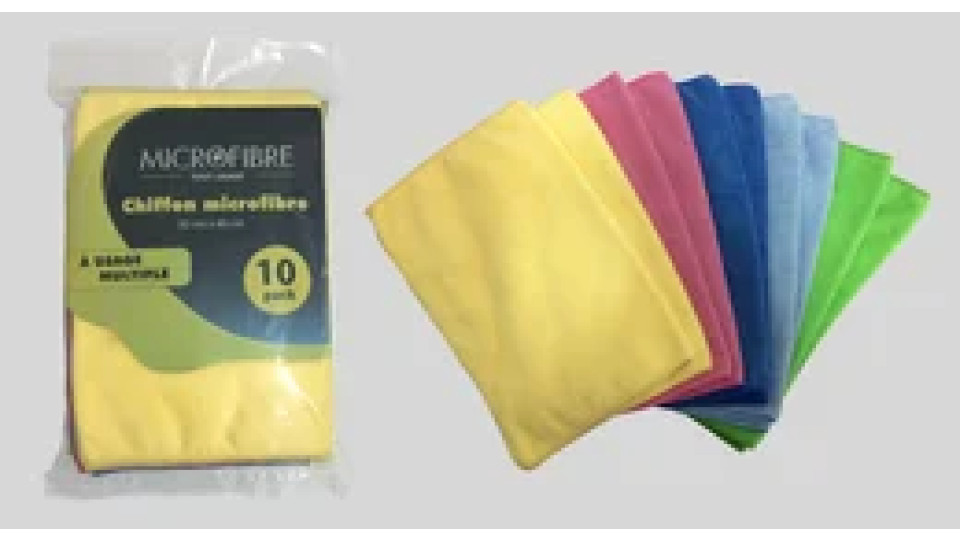 Carrefour 3614612356119 Panno per la Pulizia Microfibra, Poliammide Colori assortiti 10 pz